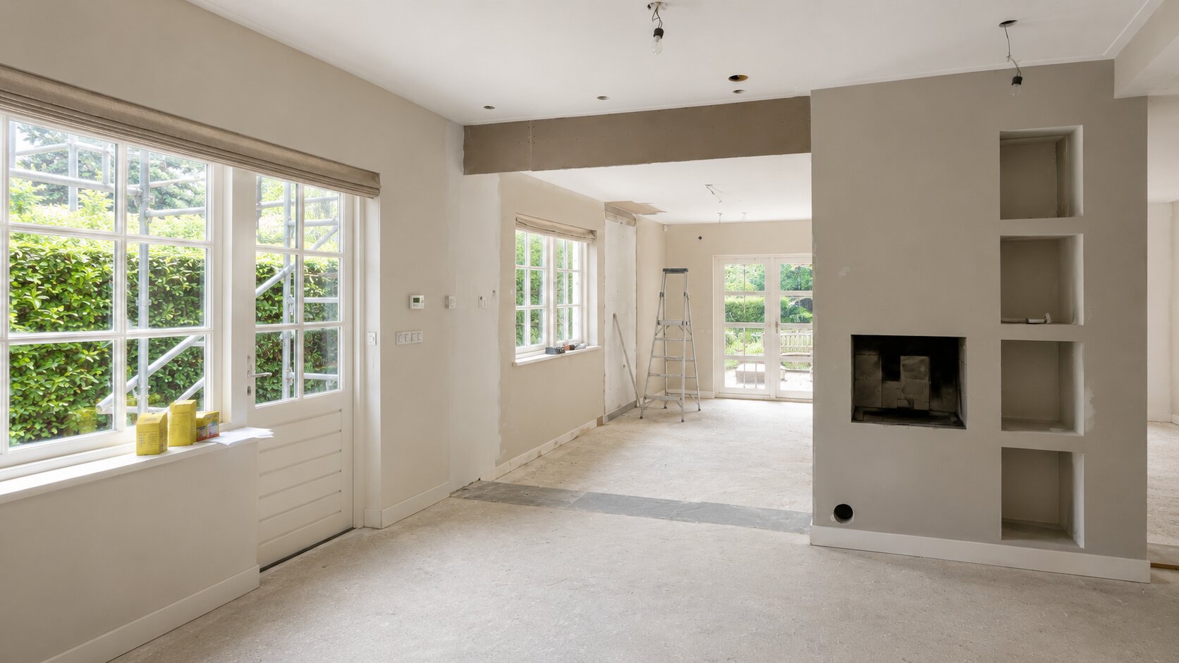 Living room before renovation, Garden House Huizen